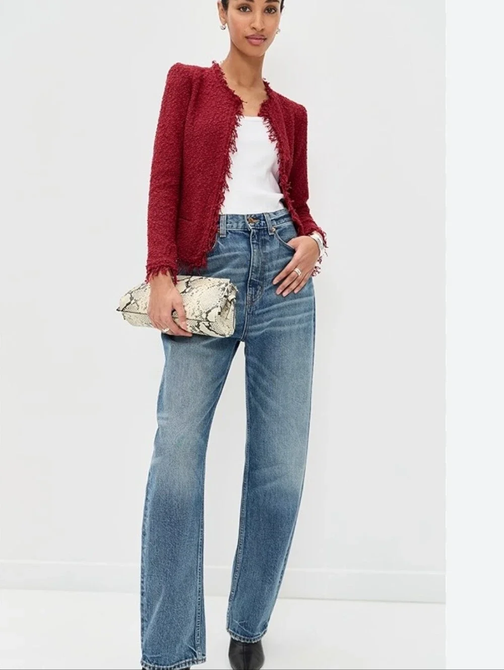 Iro Shavoni Fringe Hem Knit Cardigan Dark Red Size 40 / US 8 - Picture 1 of 10